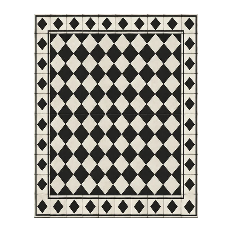 Chess Black Easy to Clean Vinyl Mat, Rectangulaire 8 pi x 10 pi