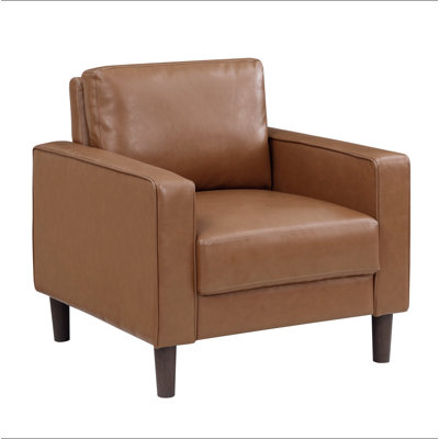 Modern Style Faux Leather Upholstered Chair Comfortable Cushion Back Seat Solid Wood Living Room Furniture 1pc