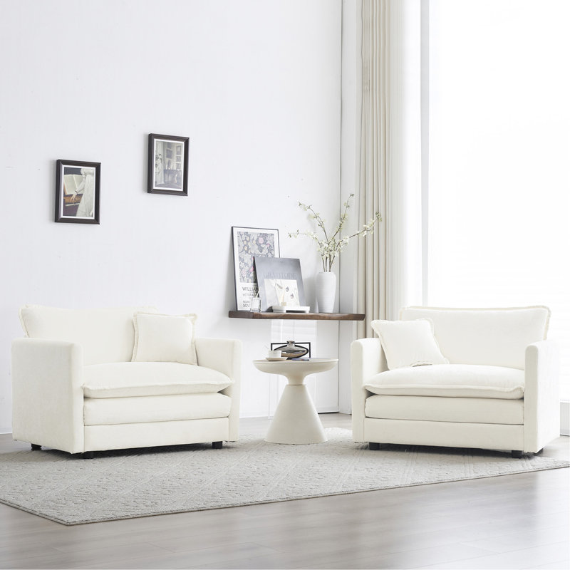 Ensemble de 2 chaises d'appoint, Chenille blanche