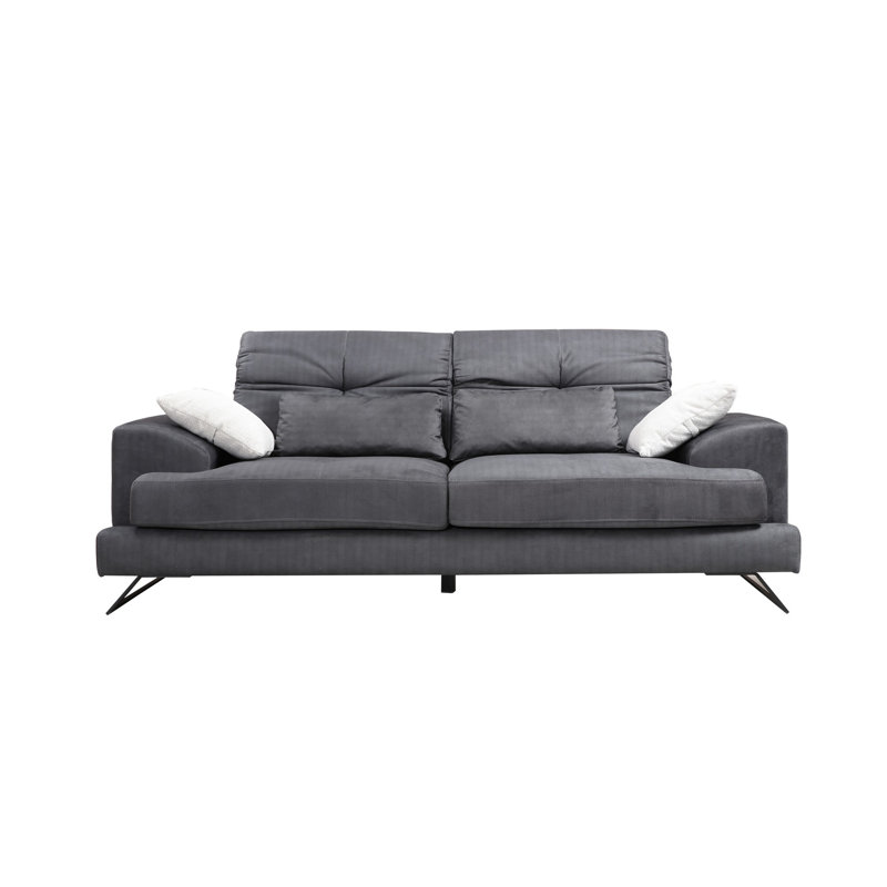 Élégant canapé 2 places avec dossier réglable, tissu anthracite, 72,8 po x 36,2 po x 31,1 po | Structure en bois de hêtre et en carton, 100% polyester, coussins en mousse douce | Hôtel moderne et design industriel, facile à nettoyer