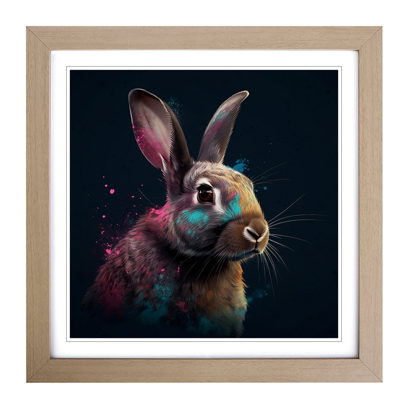 Rabbit Digital No.4 - Framed Print, Oak
