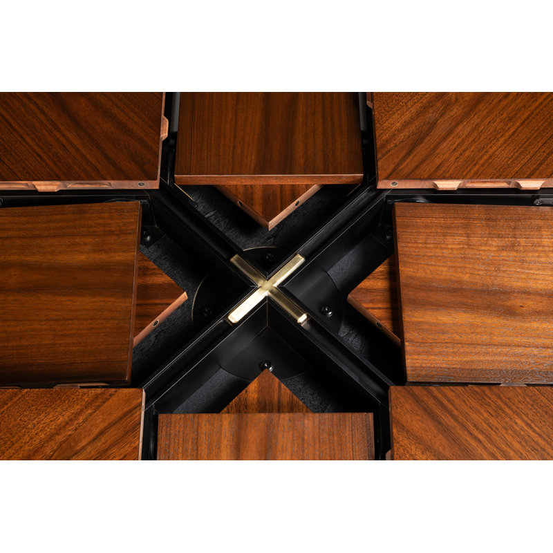 Round Walnut Wood Dining Table