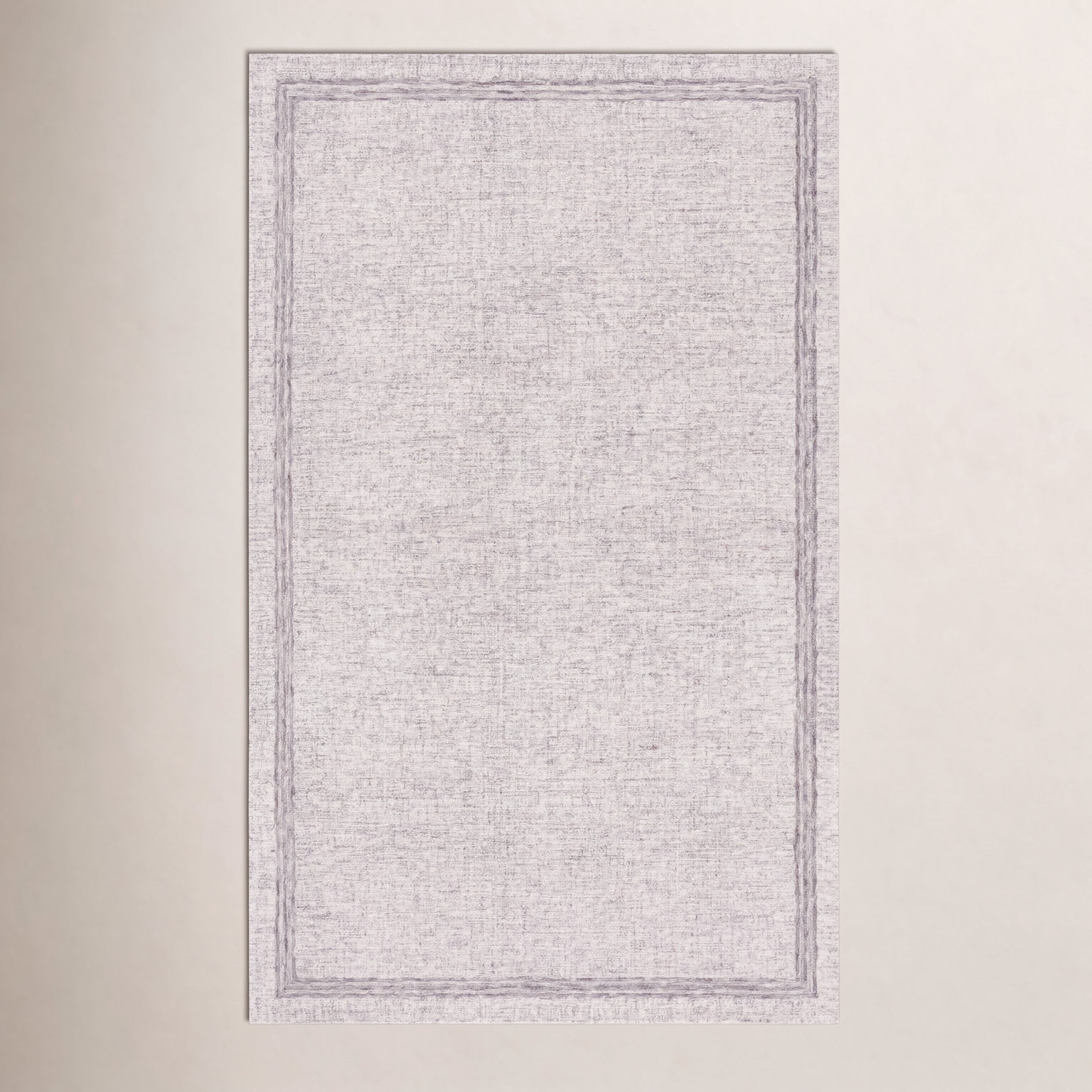 Gray Beige Hand-Tufted Wool Rug, Rectangle 4' x 6'