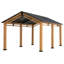 Sunjoy 6.3M x 3.36M Cedar Wooden Gazebo, Anthracite—Durable Cedar Frame with Powder-Coated Steel Roof, UV-Resistant & Versatile for Outdoor Living
