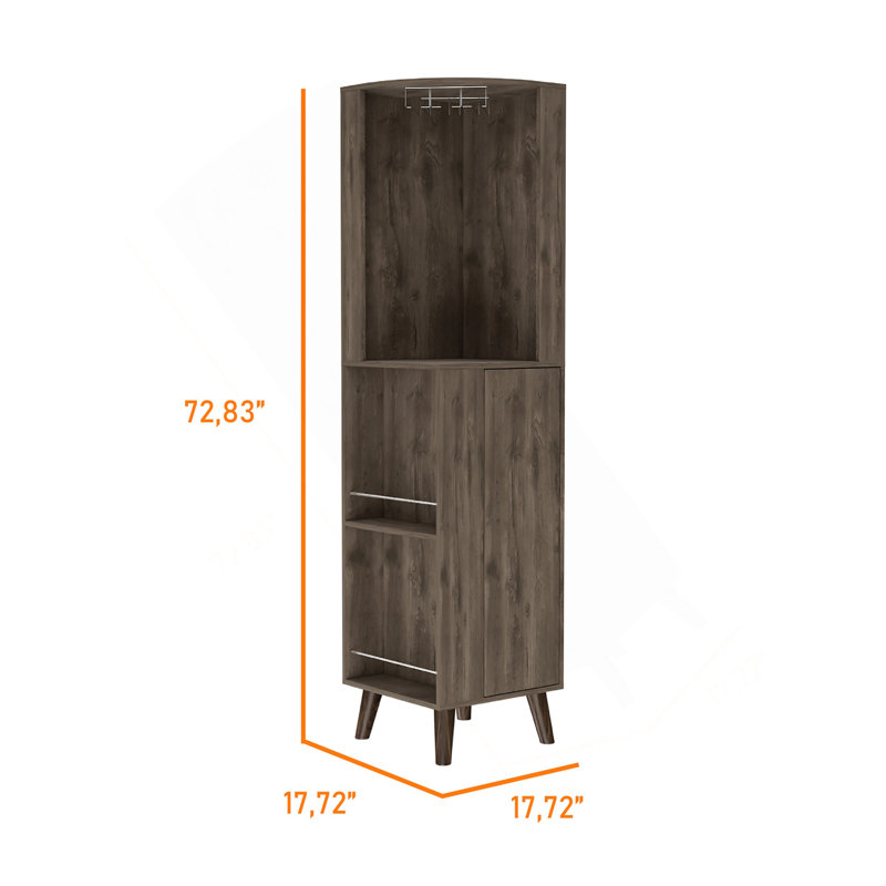 Armoire de bar d'angle à 1 tiroir et 2 tiroirs brun foncé, Brun