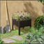 Lit surélevé avec pieds surélevés, jardinière avec bac à fleurs et plantes, brun