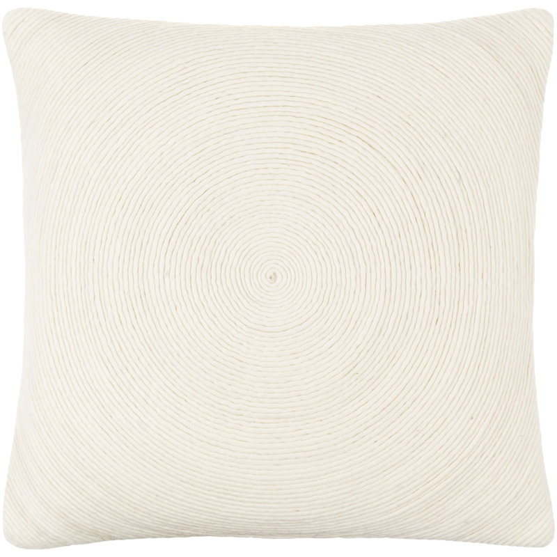 Sequence Cotton Throw Square Pillow, Off-White, 22" x 22", Polyester/Polyfill