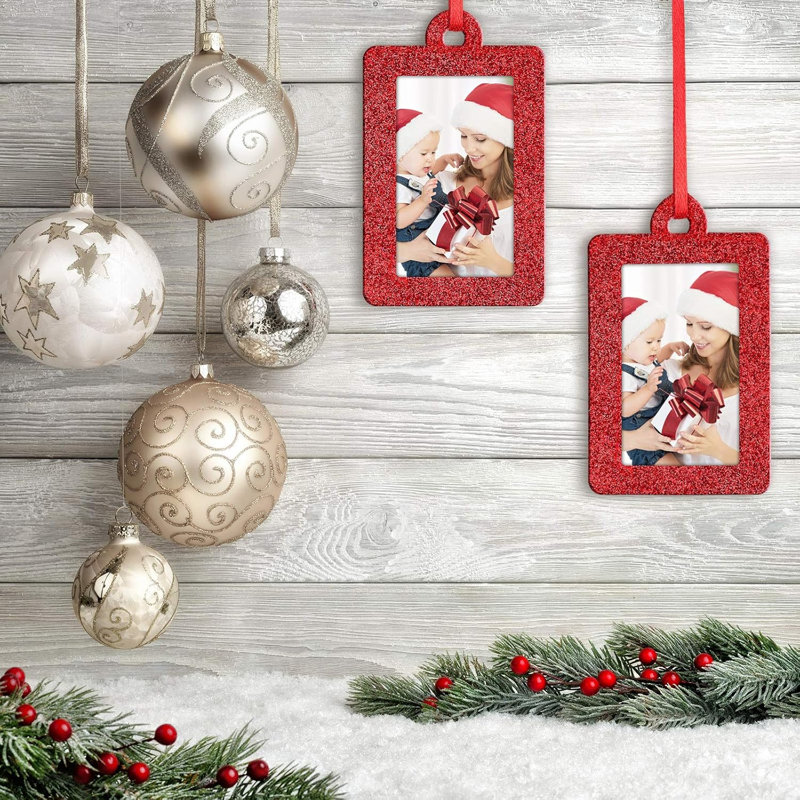 20-piece Mini Felt Christmas Photo Frame Ornaments Red