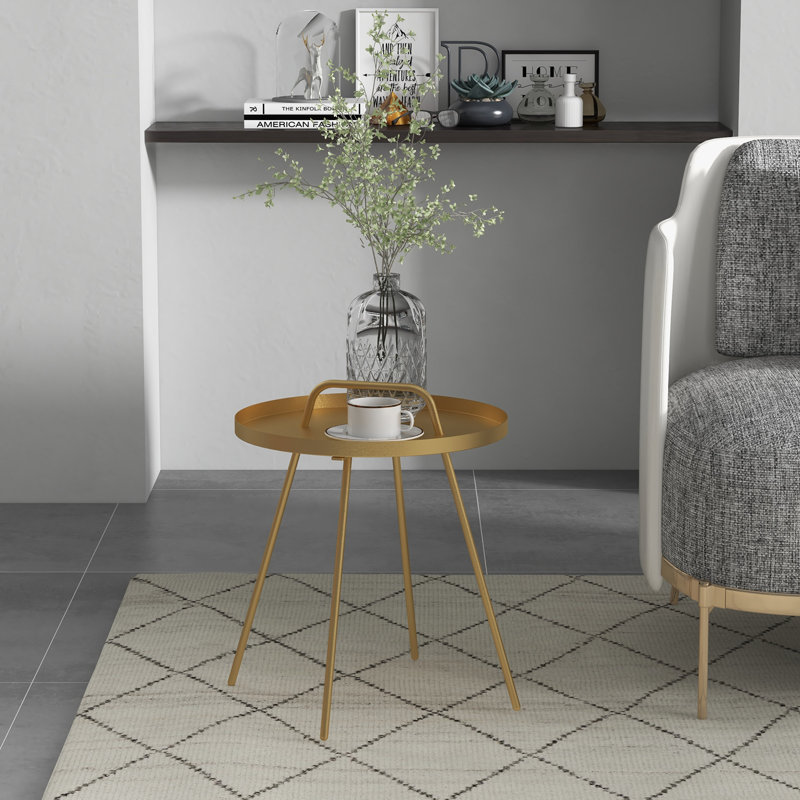 Table d'appoint en acier inoxydable Gurtrude, Or