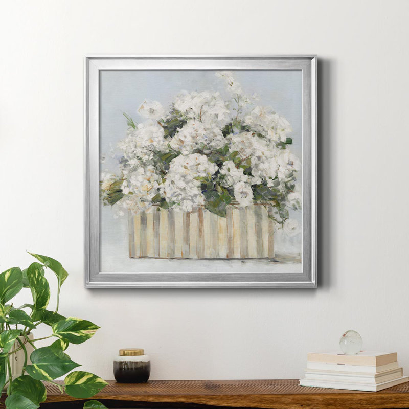 Sweet Hydrangeas - Toile encadrée de qualité supérieure - prête à être accrochée, Argent, H 22,5 po x l 22,5 po x P 1,5 po