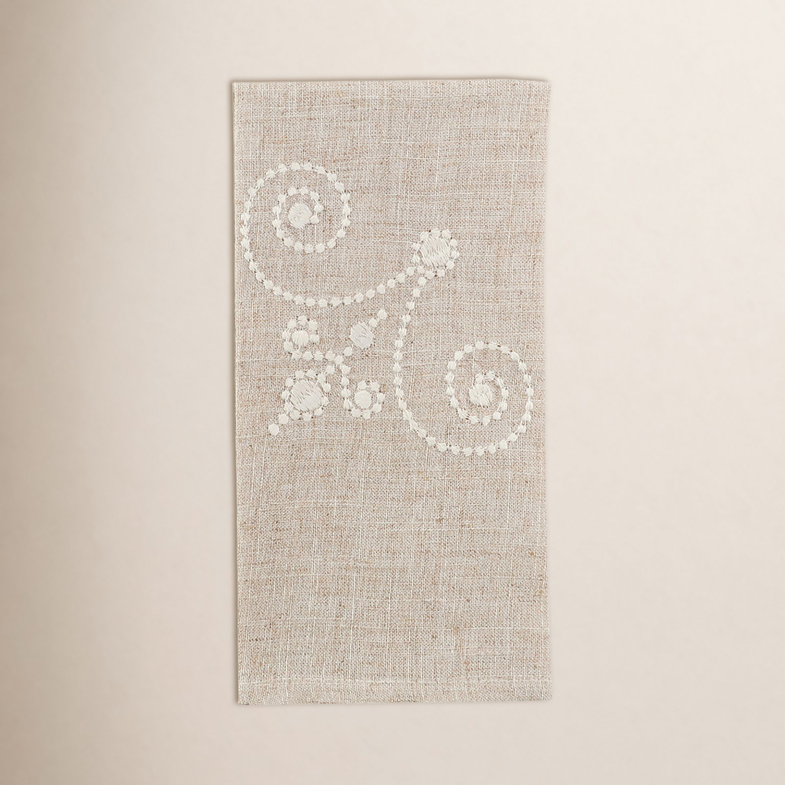French Perle Embroidered Linen Napkin