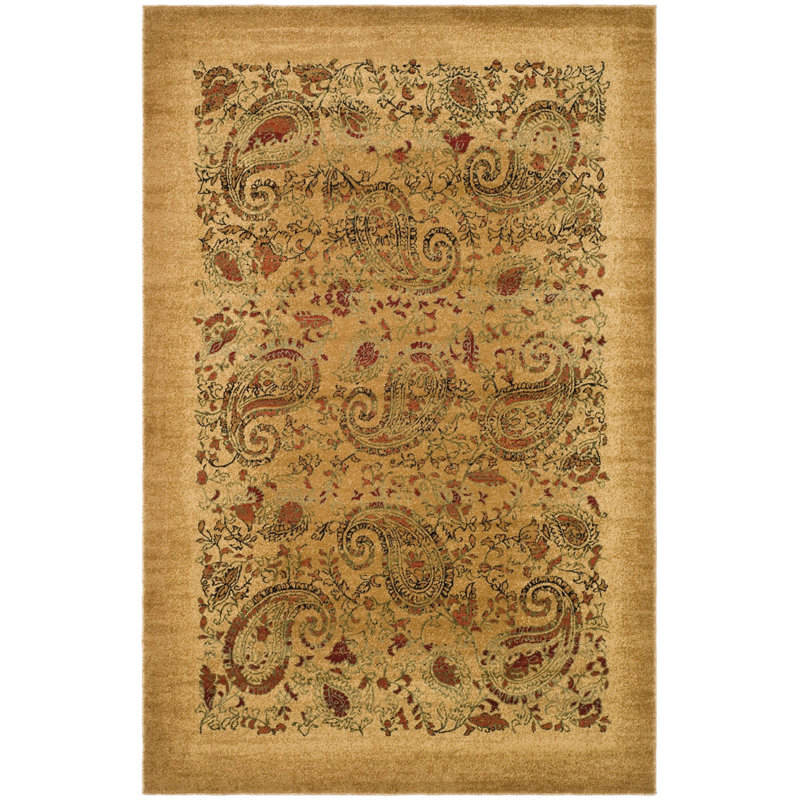 Tapis à motif cachemire brun / rouille / vert clair Klose, Rectangle 12 pi x 18 pi