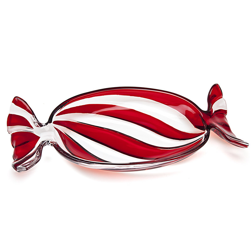 Godinger Christmas Peppermint Candy Tray, 14.17" H x 5.91" W x 1.77" D