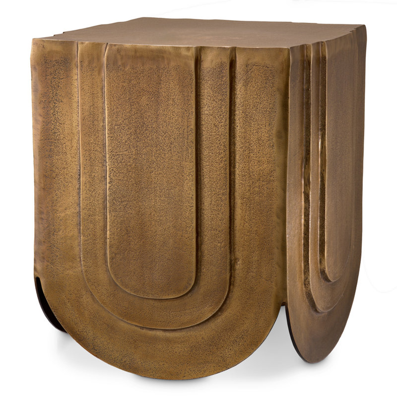 Side Table Gubbio Antique Brass Finish