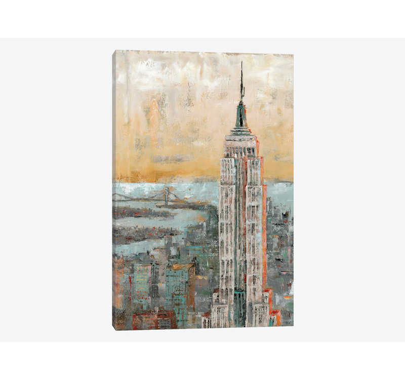 « empire state building abstract », reproduction sur toile, Papier d'art encadré noir, Blanc, H 32 po x l 24 po x P 1 po