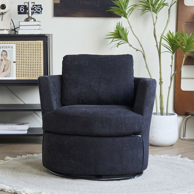 Fauteuil demi-tonneau pivotant, fauteuil d'appoint rond et confortable pour le salon