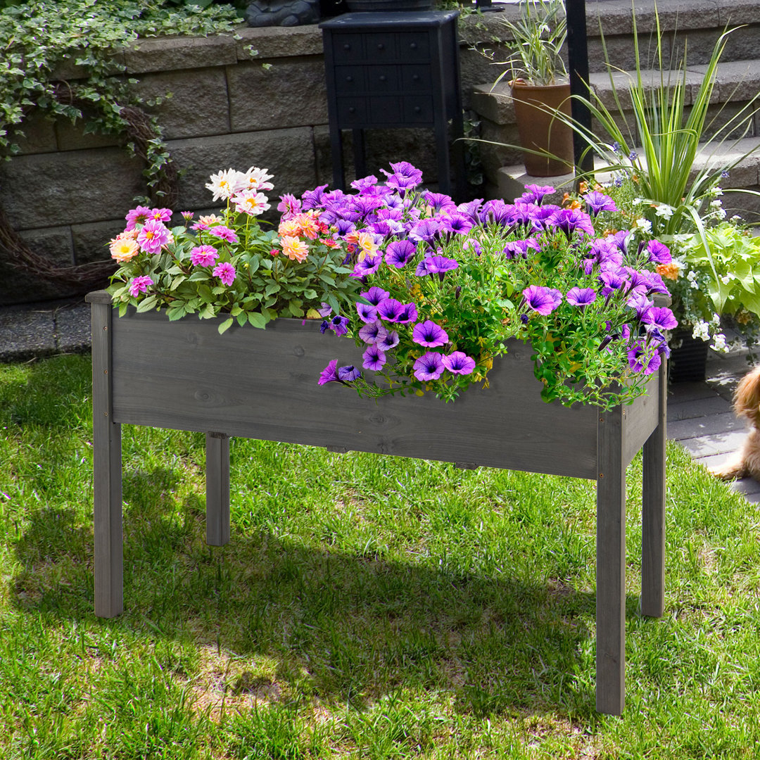 Raised Garden Planter Wooden Herb Grow Bed With Bottom Supporting Bars