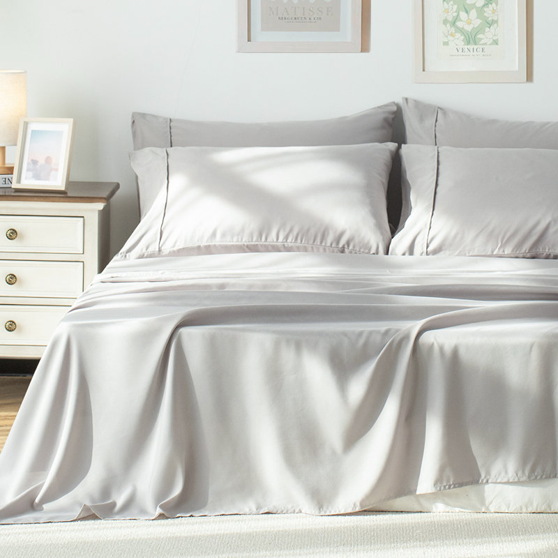 Ensemble de draps en microfibre Kasentex 1800 Series - gris simple TG, Ensemble de draps pour taille de lit simple TG ave