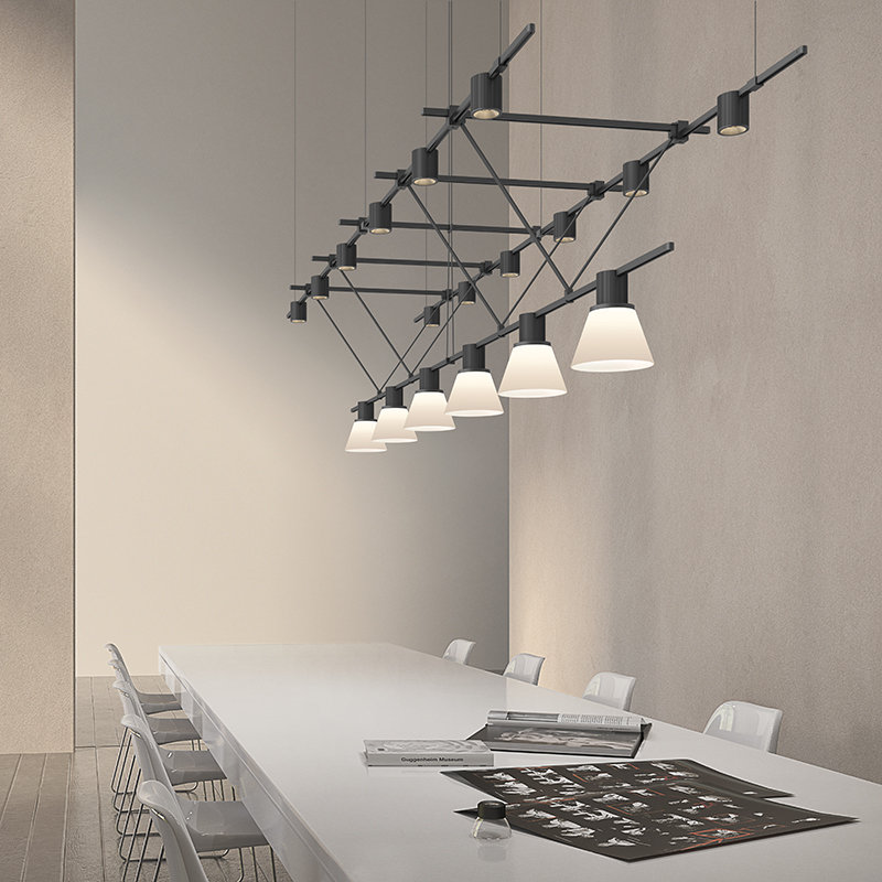 Suspenders 18-Light 97" Satin Black LED Island Pendant