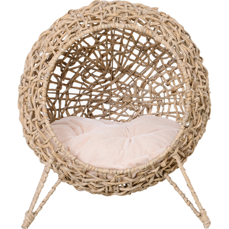 Lit pour chat surélevé beige tissé à la main pour un calme apaisant