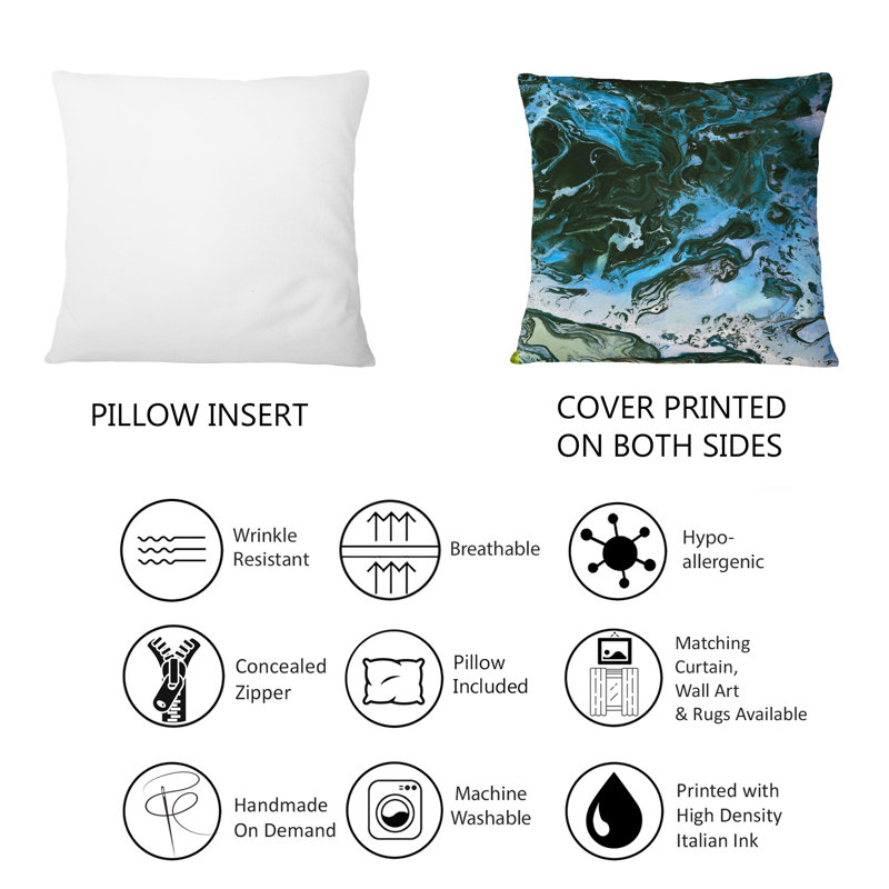 Coussin décoratif noir et bleu à imprimé moderne 1