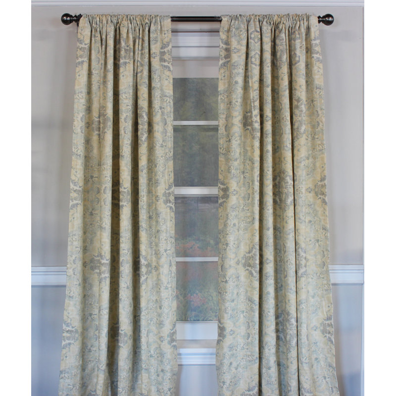 Rideau 100% coton Jaipanmu, L 50 po x L 63 po, Bleu