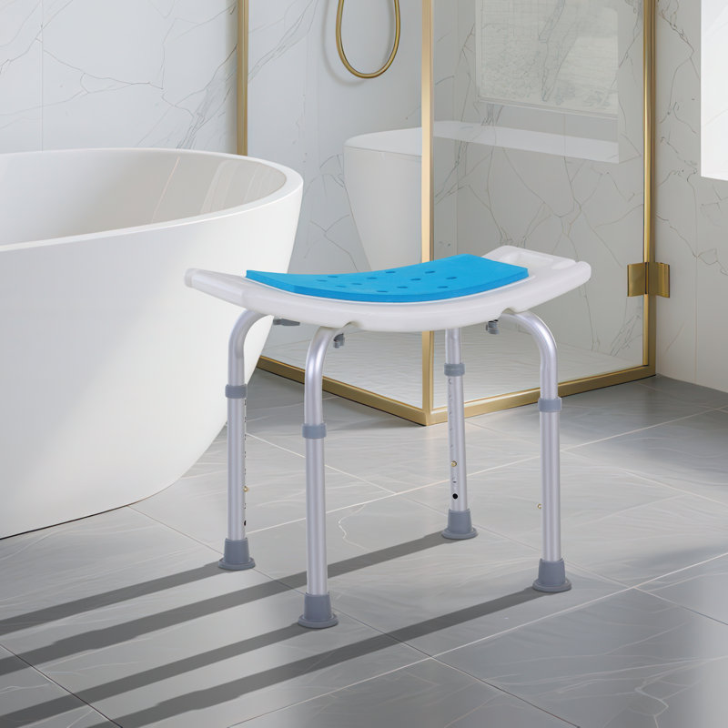 Adjustable Shower Stool With Non-slip Feet – Safe Bath Seat For Elderly, Pregnant & Disabled, Blue