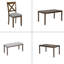 Ensemble de salle à manger de cuisine 6 pièces, table de salle à manger rectangulaire en bois avec 4 chaises rembourrées et un banc, ensemble de table de salle à manger pour 6 personnes, salon, bar et cuisine-300280356-300280537-300280543