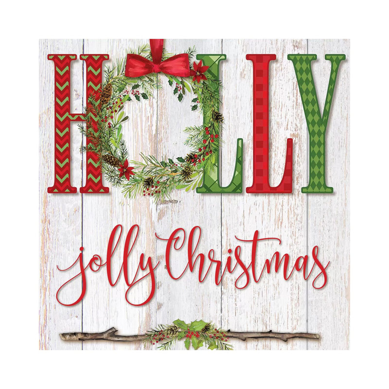 Holly Jolly Christmas by Mollie B. - Wrapped Canvas Print, 45.72 cm H x 45.72 cm W x 1.91 cm D