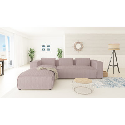 Modern L-Shape Corner Sofa  Made of Cord with Soft Seat