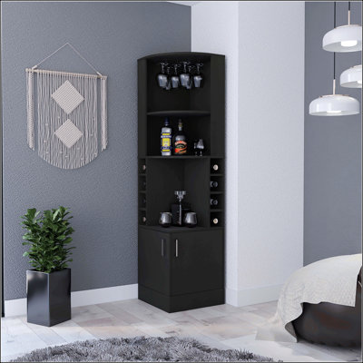 8-Bottle 2-Shelf Bar Cabinet