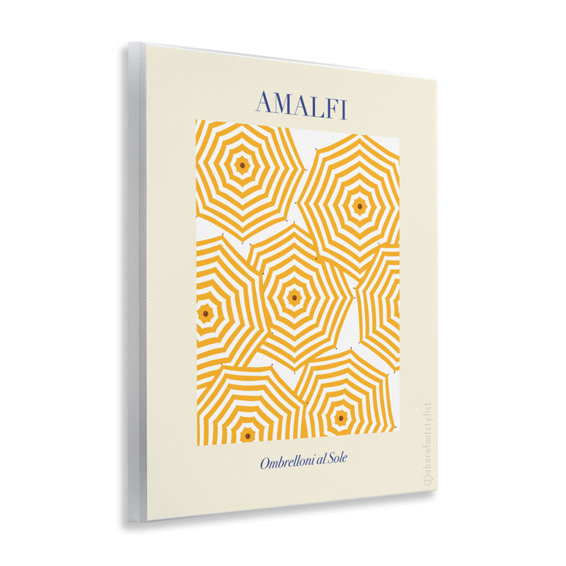 Plaque murale jaune avec parapluies Amalfi, design par A Barefoot Stylist