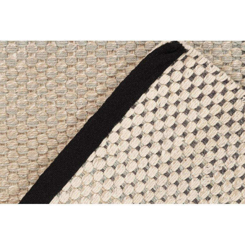 Wool Geometric Area Rug in Beige/Blue/Charcoal Black