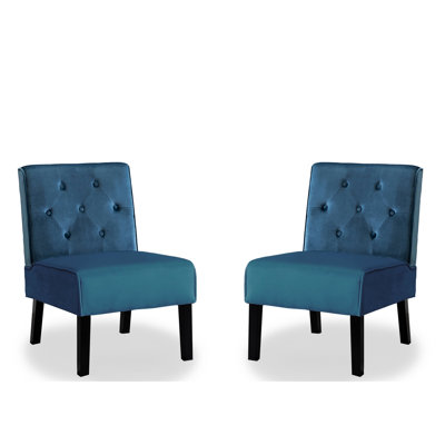 Fauteuil capitonné sans accoudoirs en velours bleu avec coussin en mousse, pour le salon, la chambre à coucher, les détails décoratifs du bureau personnel et l'intérieur doux de la boutique