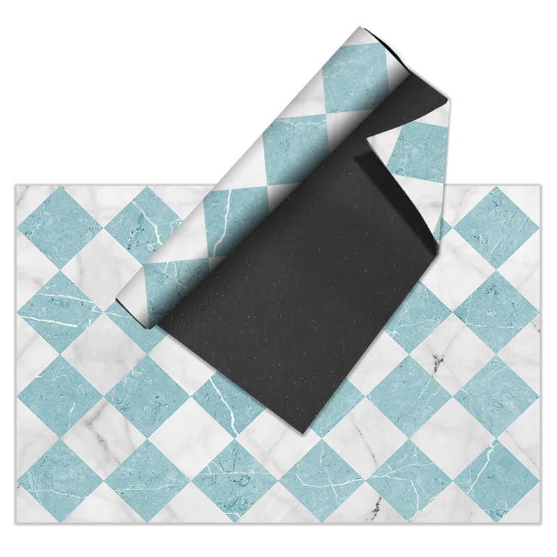 Rithish Geometric Vinyl Machine Printed Area Rug, Rectangle 140 x 200cm