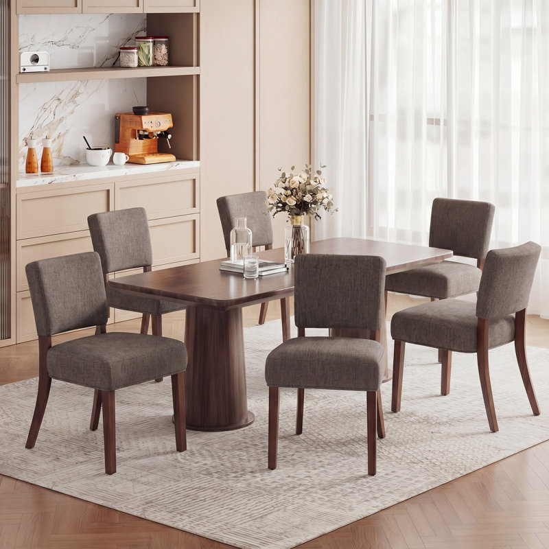 Upholstered Solid Wood Parsons Side Dining Chair, Brown