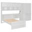 Lit plateforme simple en bois avec bureau, armoire, armoires, tiroirs et tablettes, blanc-1039355084
