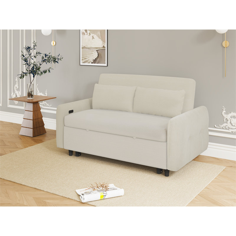 Causeuse à accoudoirs carrés 56,23 po Velko, Beige