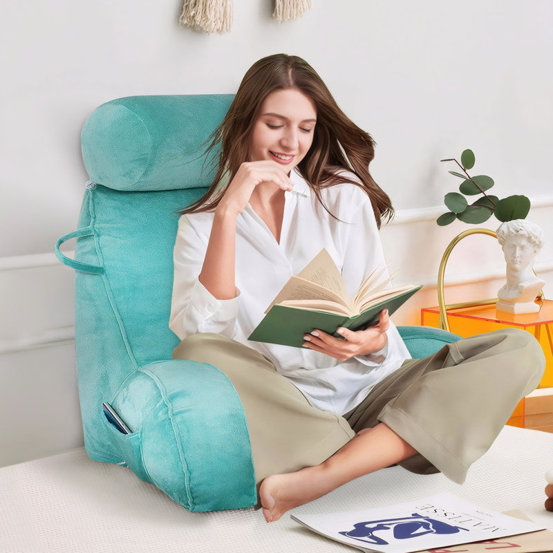 Velvet Backrest Pillow, Blue
