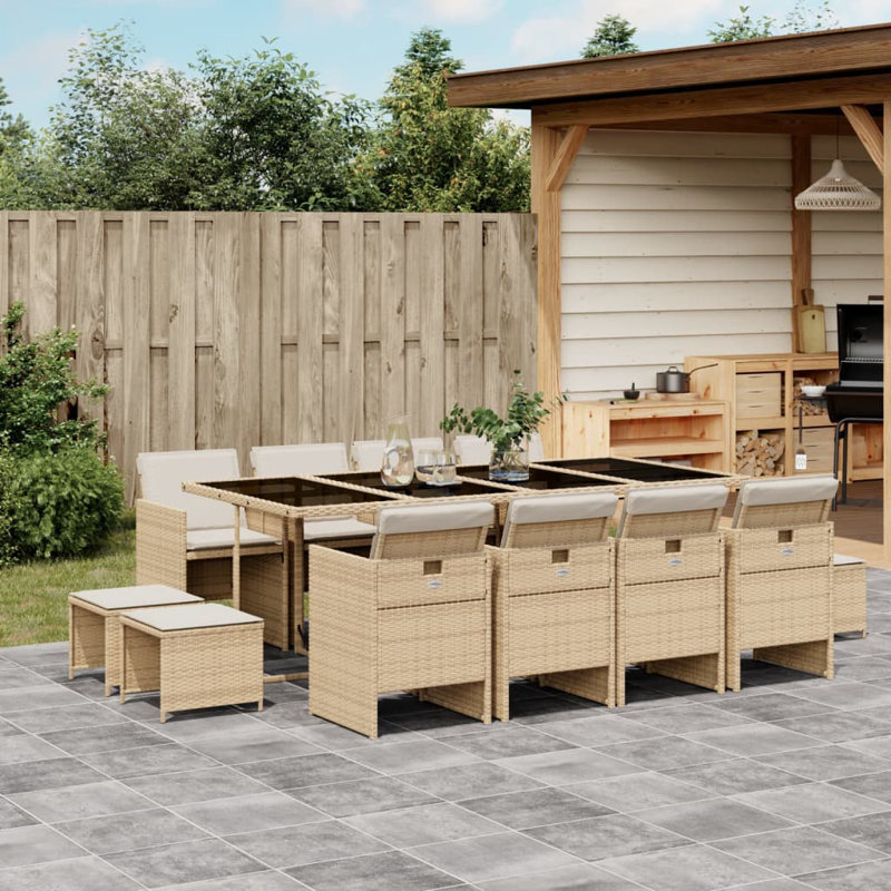  Garden Dining Set Beige And Black, Cream White, Beige