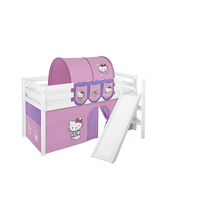 Jelle Mid Sleeper Bed with Curtain, Single (3'), Purple
