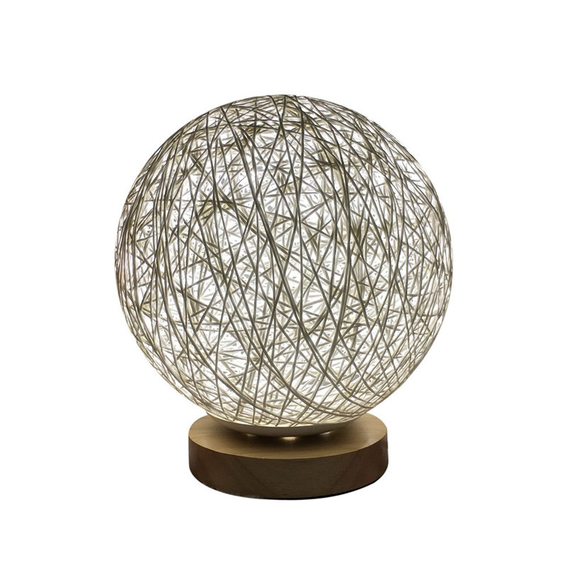 Lampe de table de chevet à chargement 3D 3D USB, White