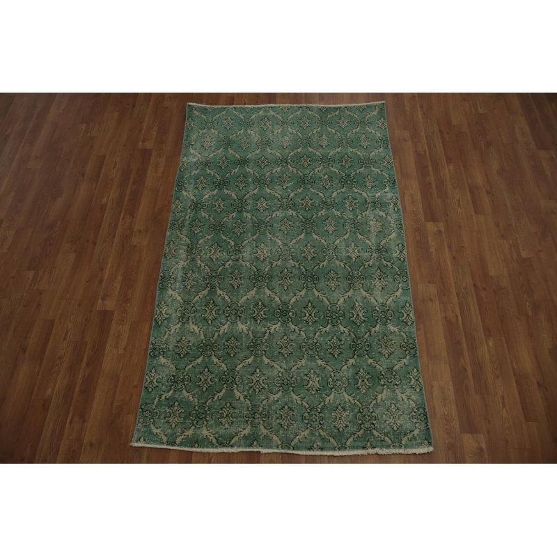 Tapis bleu sarcelle délavé au design élégant et intemporel 4 x 6