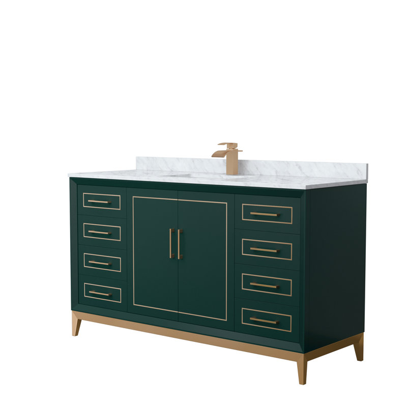 Ensemble de meuble-lavabo simple 60 po Marlena, Vert, Brun