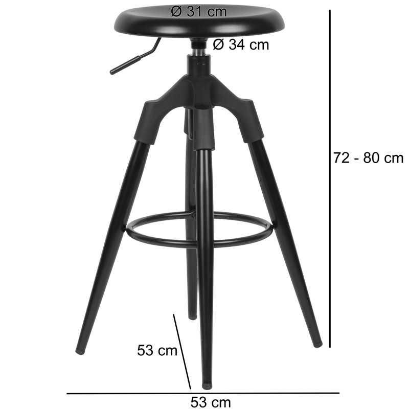 Rivers Swivel Adjustable Height Counter Stool with Metal Frame, Black