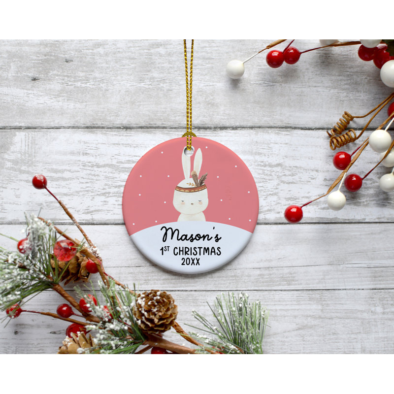 Ornement rond en forme de lapin, Pink