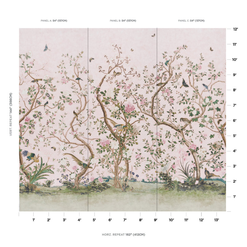 Schumacher X Mary Mcdonald Les Oiseaux Panel Set, Blush