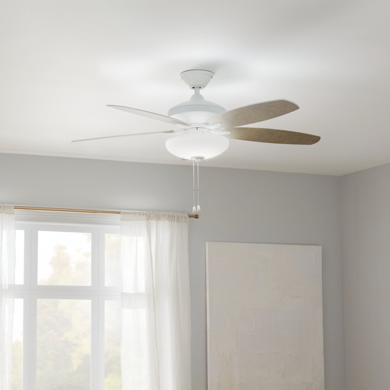 52'' Ceiling Fan with LED Lights, Matte White