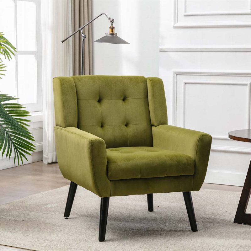 Chaise d'appoint en velours, Vert