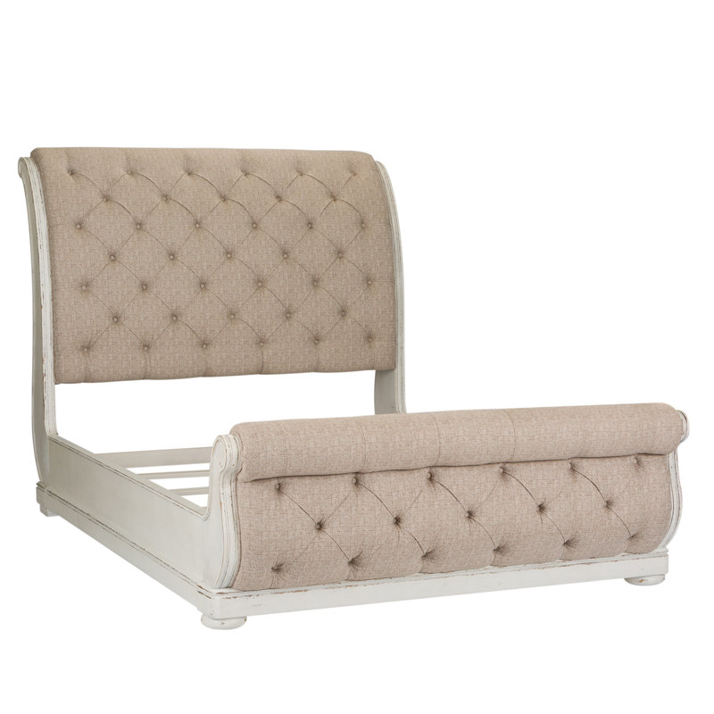 Exmouth Upholstered Sleigh Bed, Beige